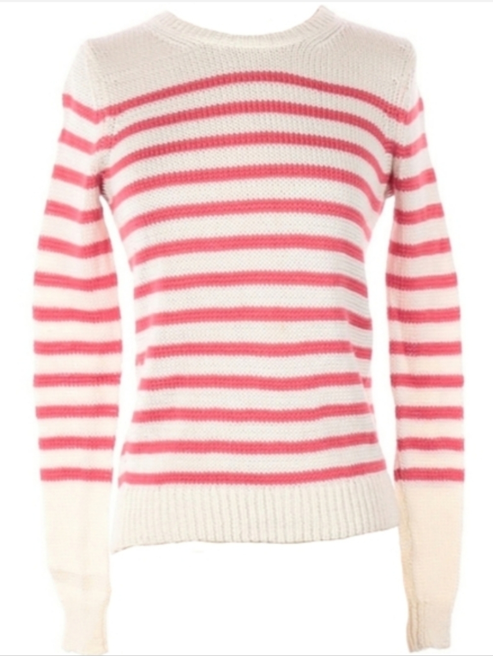 Theory Pink Ivory Stripes Pullover Sweater Cotton Striped Crewneck Designer Sz S